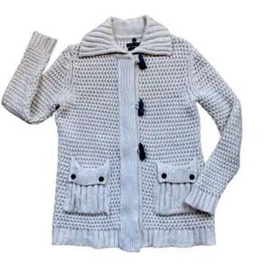 Massimo Dutti heavy knit Sweater zip front Italian yarn cardigan wool blend NWOT